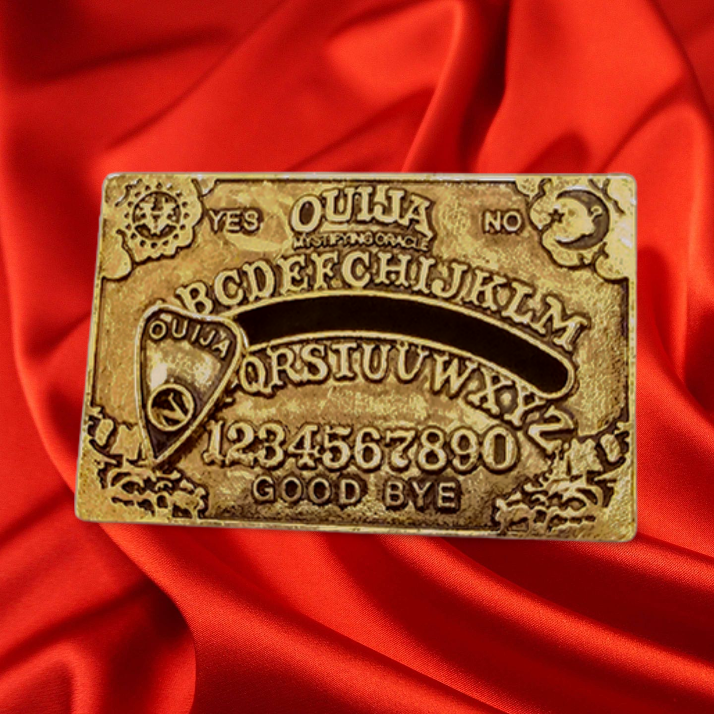Mystical Ouija Board Enamel Pin with Moving Planchette