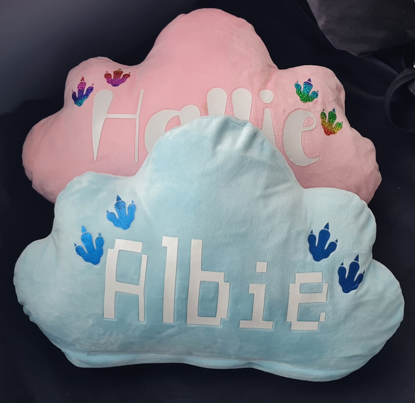 Personalised cloud shaped decorative cushions, self affirmation cushions.