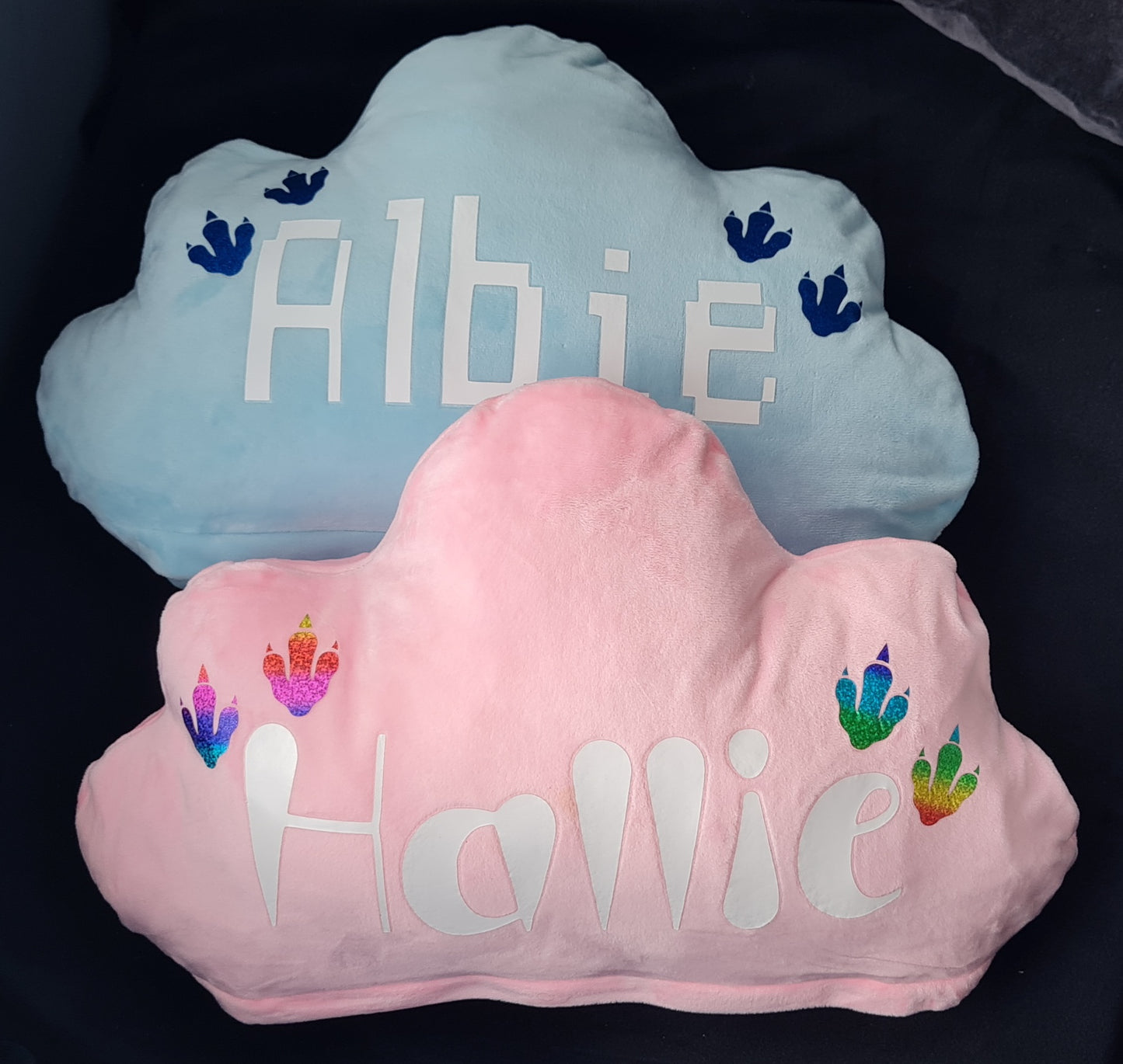 Personalised cloud shaped decorative cushions, self affirmation cushions.