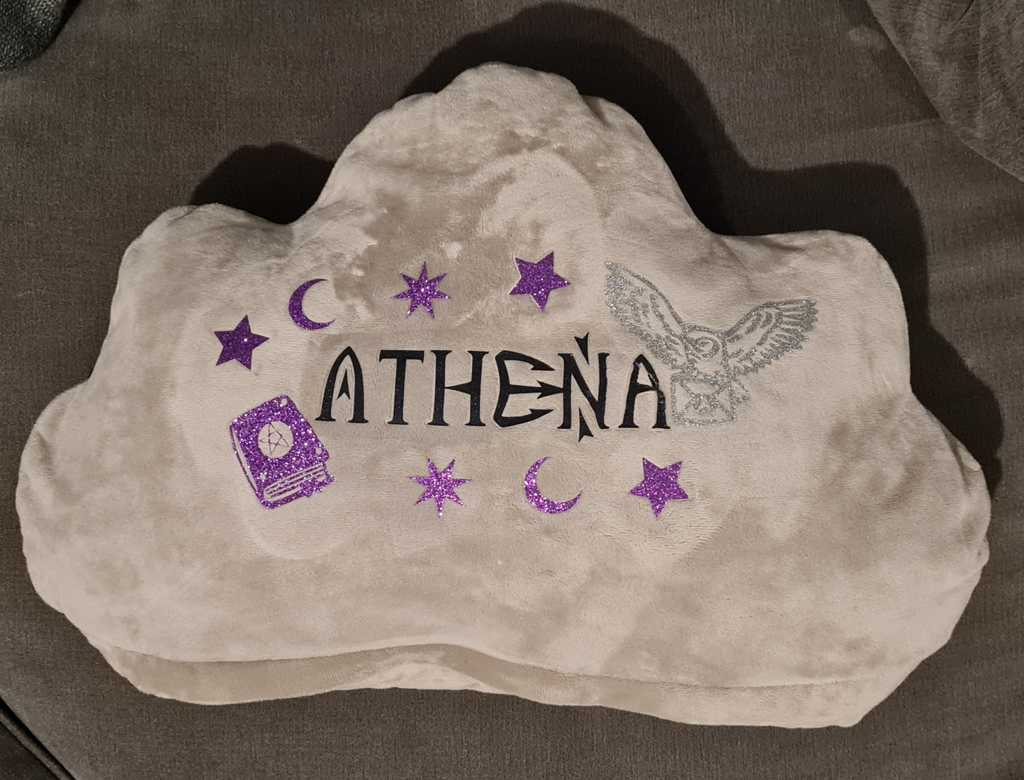 Personalised cloud shaped decorative cushions, self affirmation cushions.