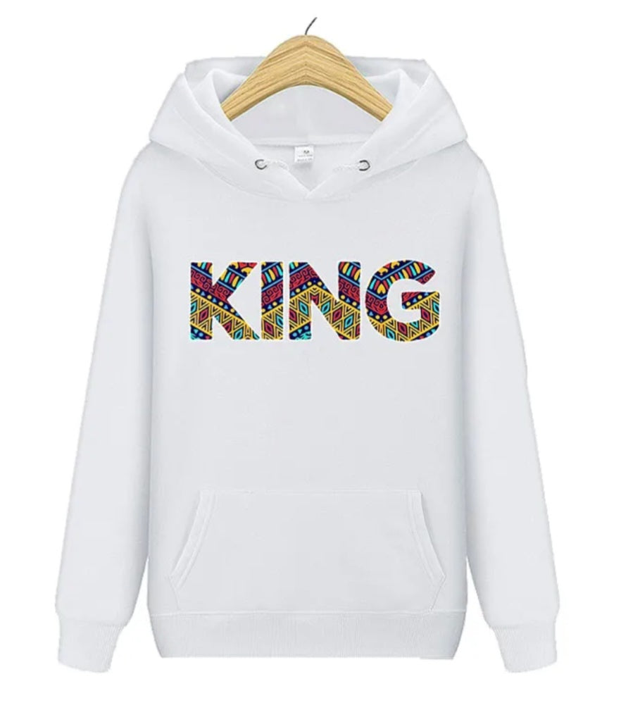 King Aztec Print Men's White Hoodie