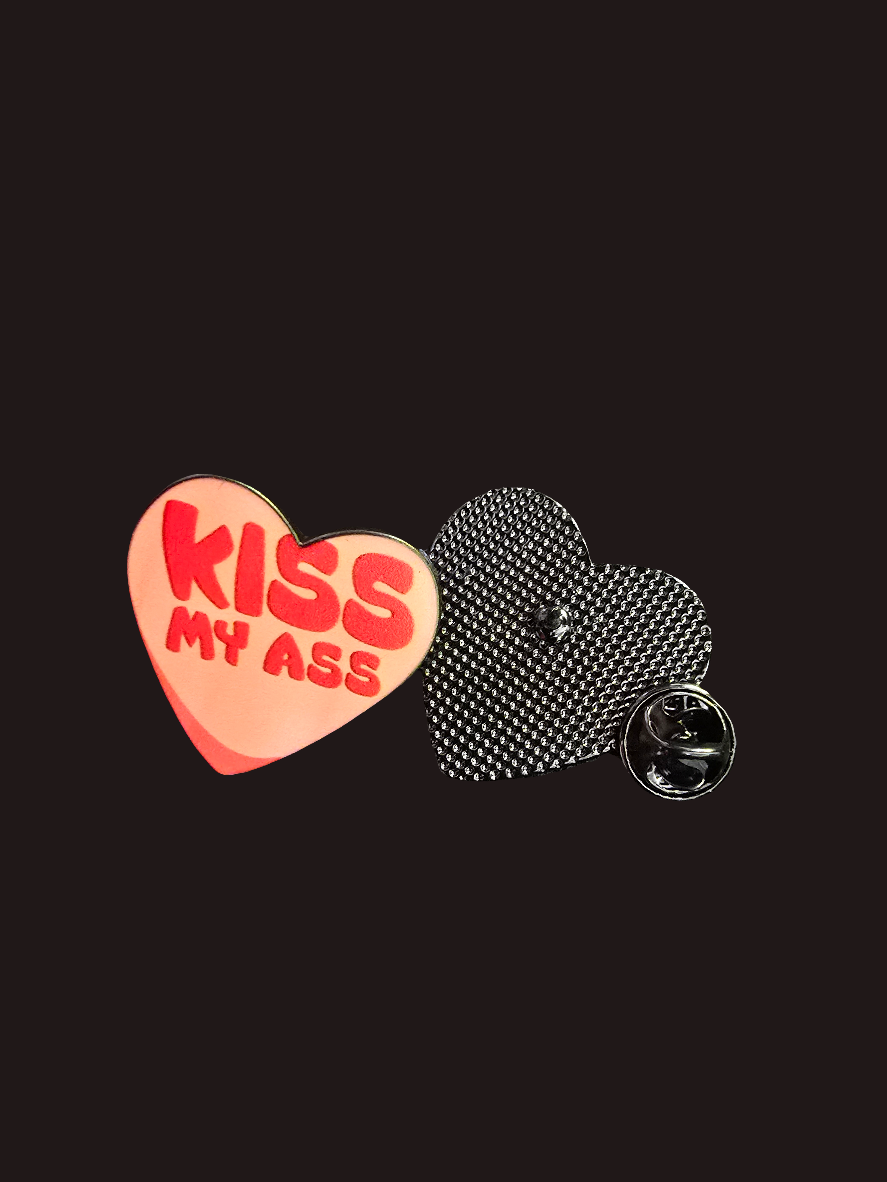 Kiss My A** Heart-Shaped Enamel Pin Badge