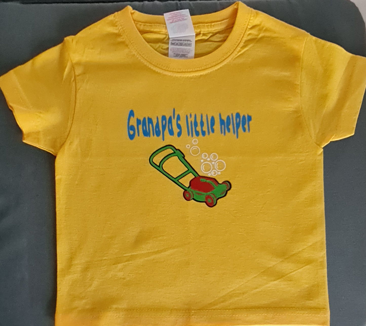 Grandma's/Grandpa's little helper. Aunty's/ Uncle's Favourite, Mummy's little man, princess. Personalised children's t-shirts.
