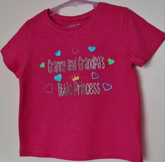 Grandma's/Grandpa's little helper. Aunty's/ Uncle's Favourite, Mummy's little man, princess. Personalised children's t-shirts.