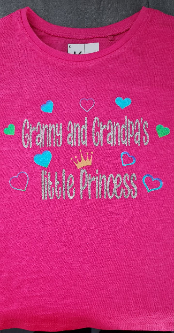 Grandma's/Grandpa's little helper. Aunty's/ Uncle's Favourite, Mummy's little man, princess. Personalised children's t-shirts.