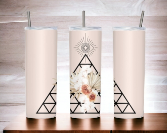 Boho evil eye tumbler, evil eye tumbler with pyramid 20oz stainless steel tumbler