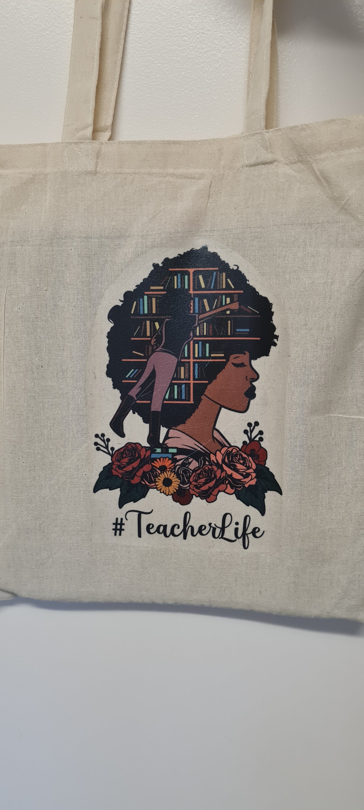 Teacher life 100% cotton canvas tote bag, teacher appreciation gift.