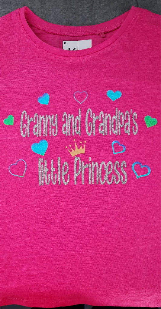 Grandma's/Grandpa's little helper. Aunty's/ Uncle's Favourite, Mummy's little man, princess. Personalised children's t-shirts.