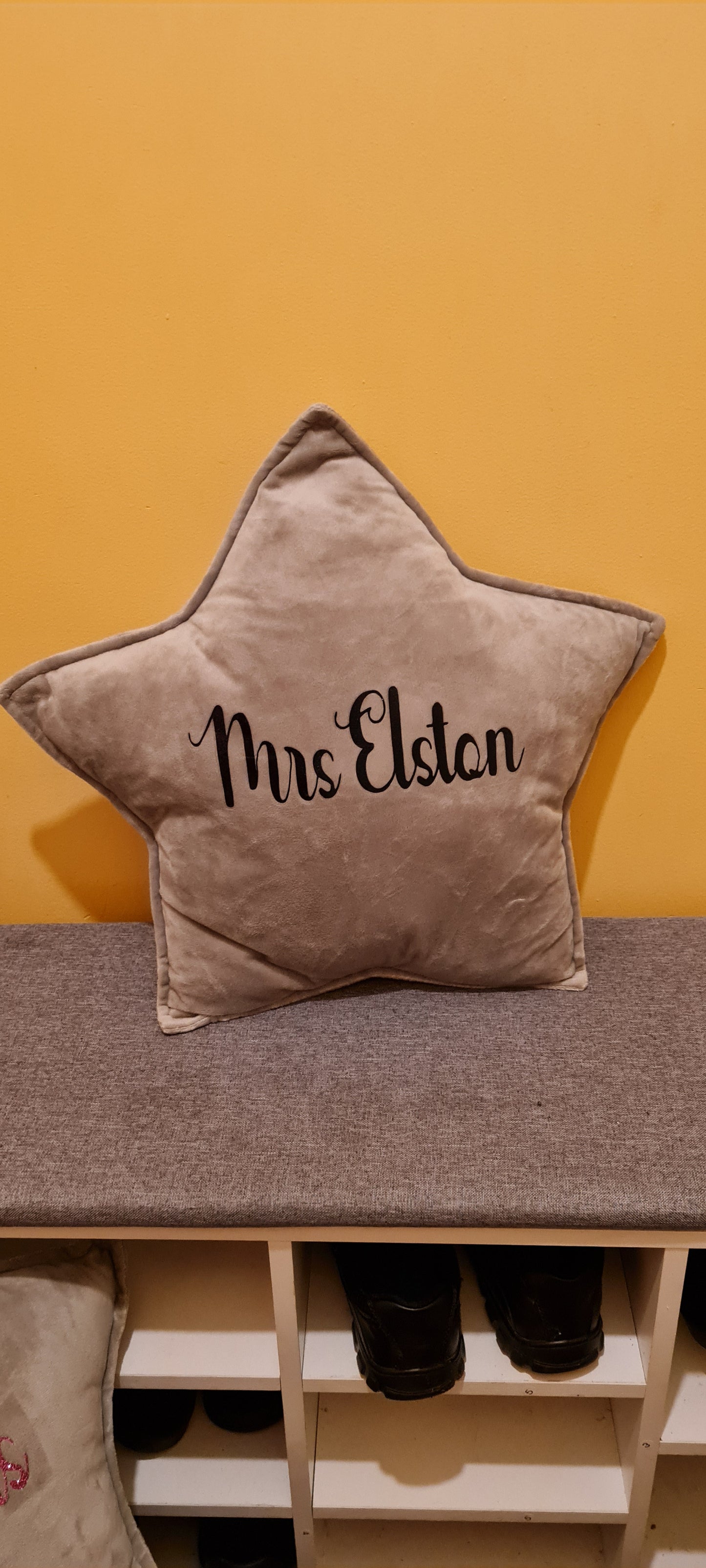 Teachers star cushion with class names.