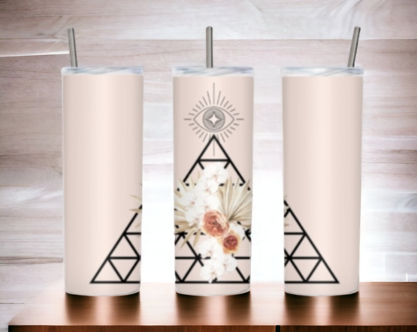 Boho evil eye tumbler, evil eye tumbler with pyramid 20oz stainless steel tumbler