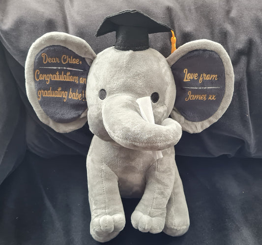 Personalised Graduation Elephant - Grey