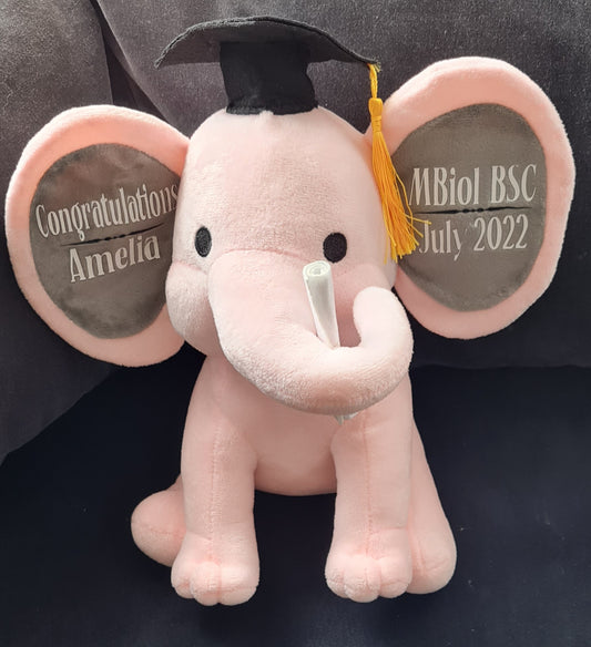 Personalised Graduation Elephant - Pink